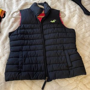 Hollister Puffer Vest Navy Blue Sz L